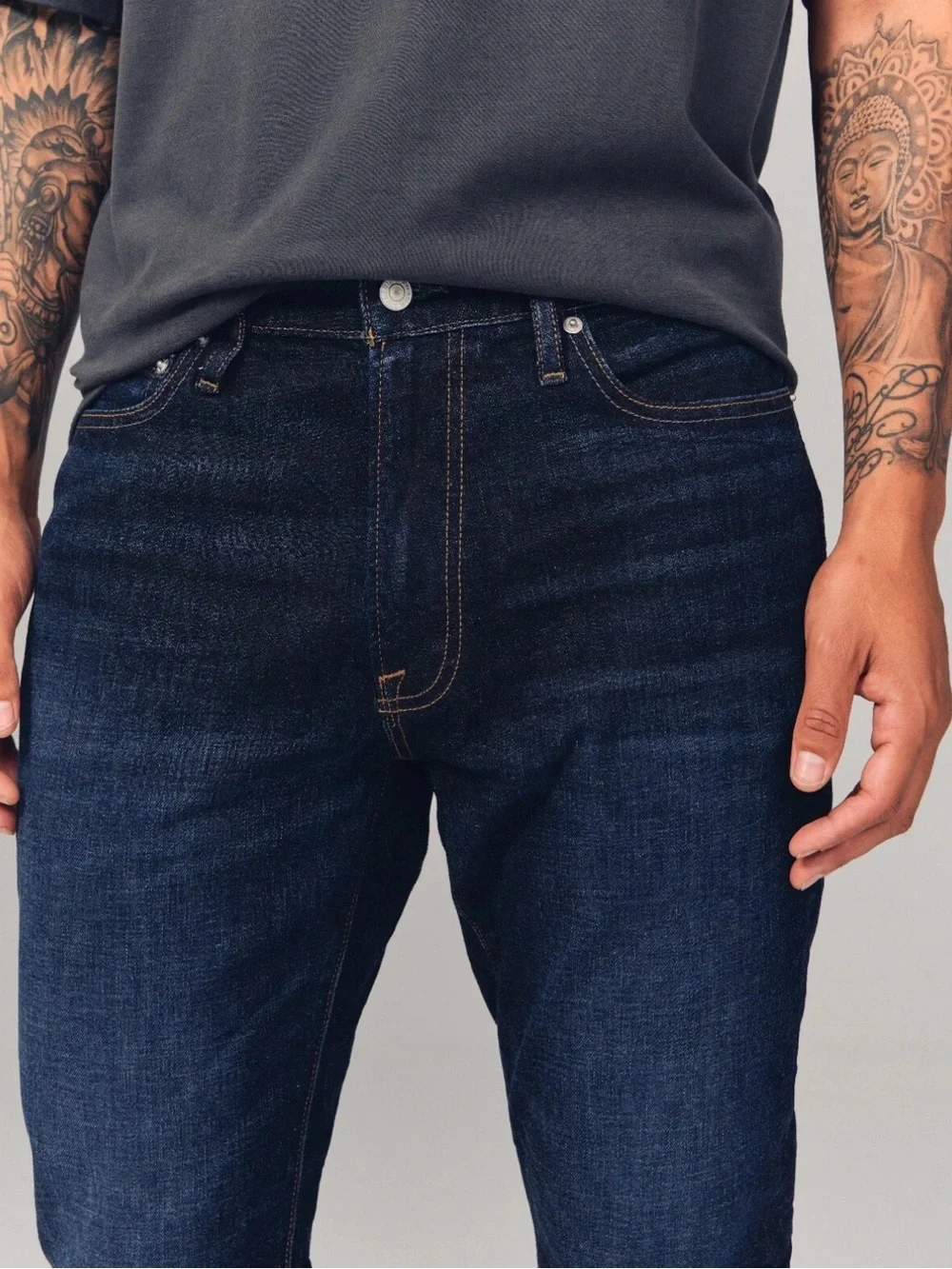 Abercrombie & Fitch Men’s Athletic Skinny Stretch Jeans, Dark Indigo Blue, 36x34